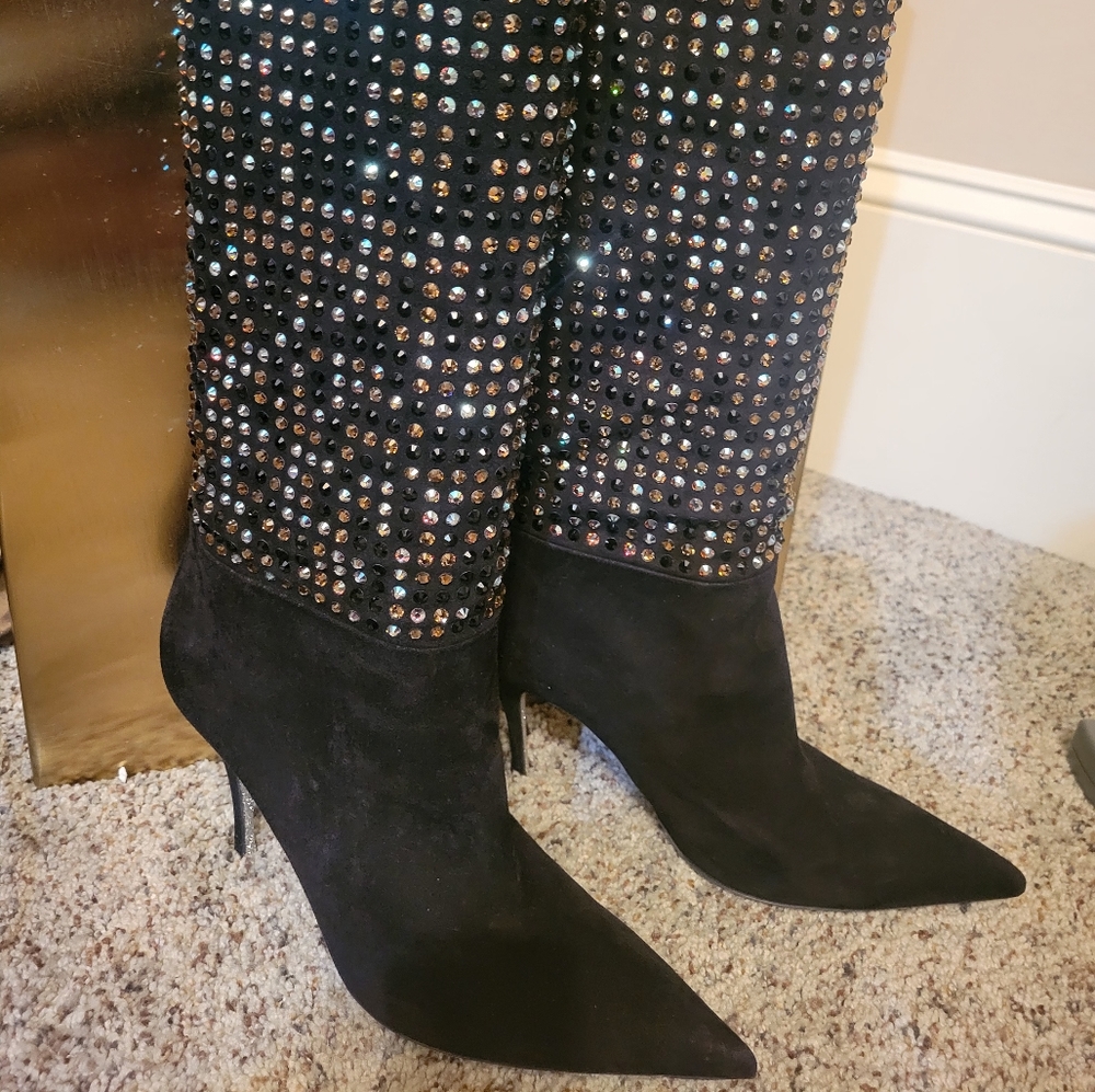 Rene Caovilla Beaded Knee Boots